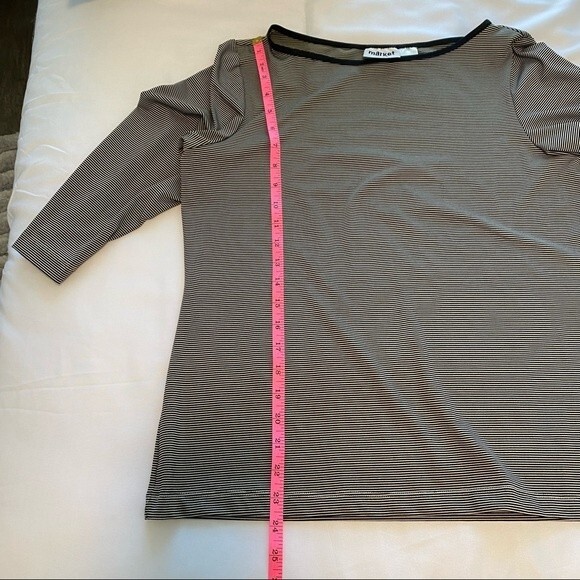 CHICO's Market 3/4 sleeve black cream striped size 12 - Picture 8 of 9